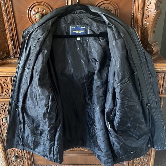 Gianni Velente Made in Italy genuine black leather fully lined Y2K Moto jacket - Picture 9 of 12